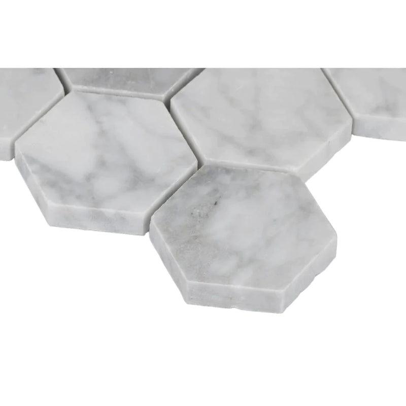 MSI Carrara White 2" Hexagon Polished Marble Mosaic Tile 11.75"x12"