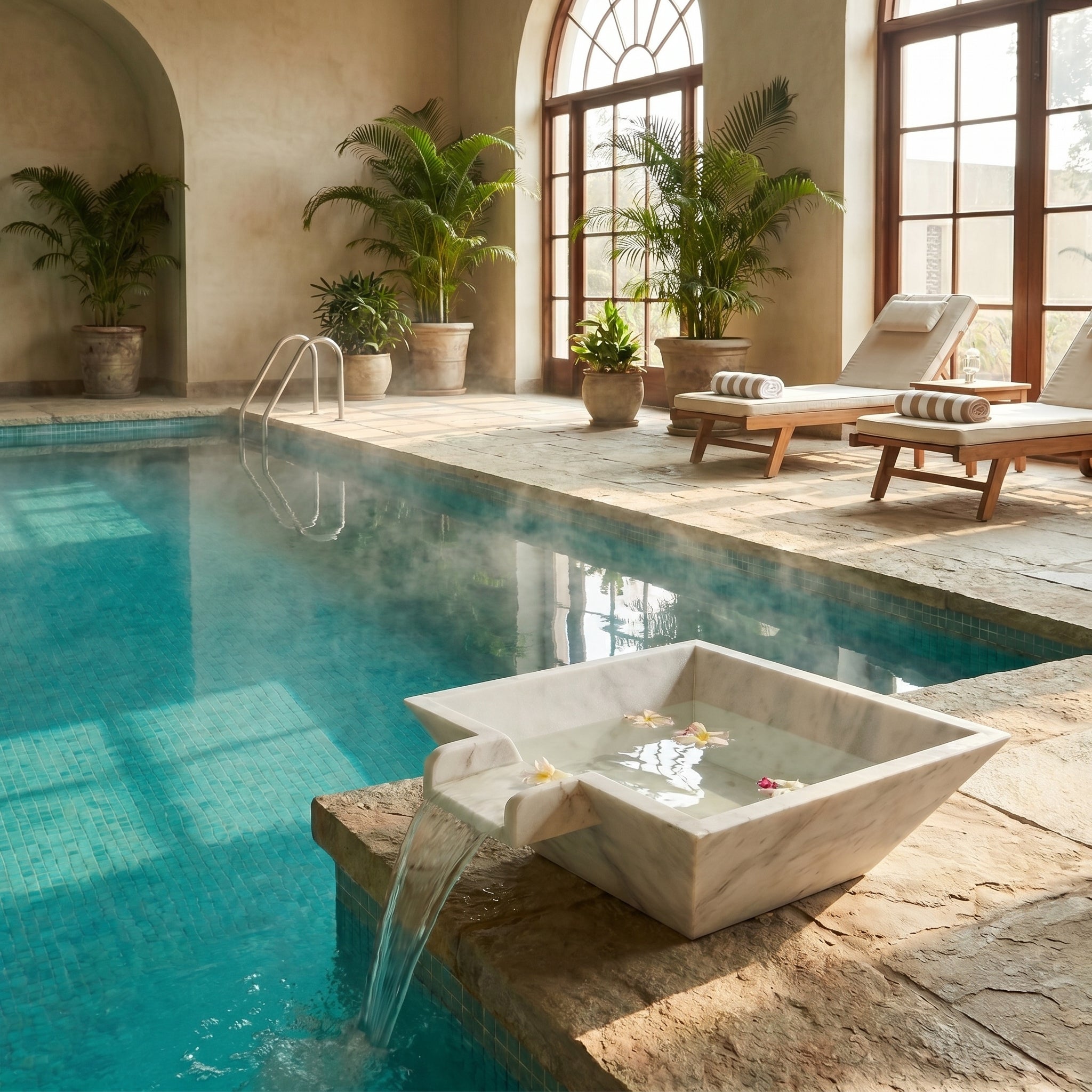 Carrara White Marble Natural Stone Pool Square Poolwok with Lip ...