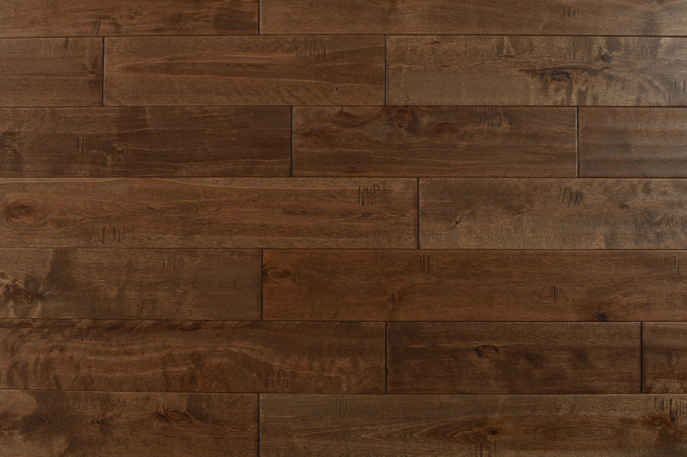 "Explore timeless beauty with Maple Distressed/Handscraped Solid Hardwood Flooring, 3/4 x 5 inches, in Century finish. Elevate your space with its rich texture and lasting charm. SKU: TRPSH-MPCT."