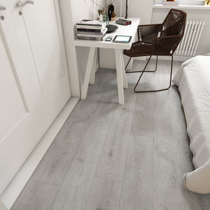 Cinder Textured/EIR 7.72"x72.83" Laminate Flooring 12.3mm - Imperial White