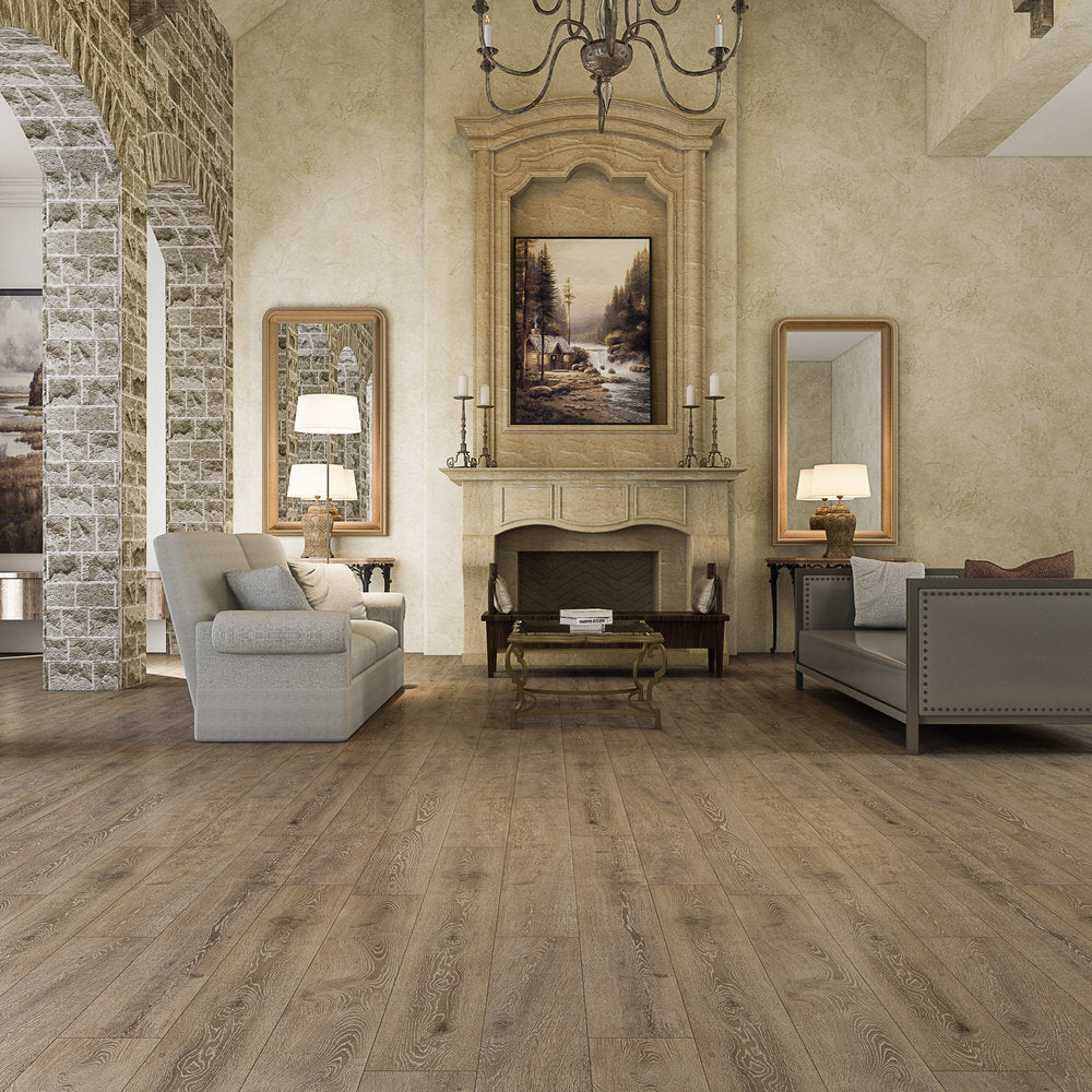 Cinder Textured/EIR 7.72"x72.83" Laminate Flooring 12.3mm - Simple Tan