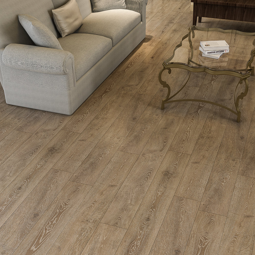 Cinder Textured/EIR 7.72"x72.83" Laminate Flooring 12.3mm - Simple Tan