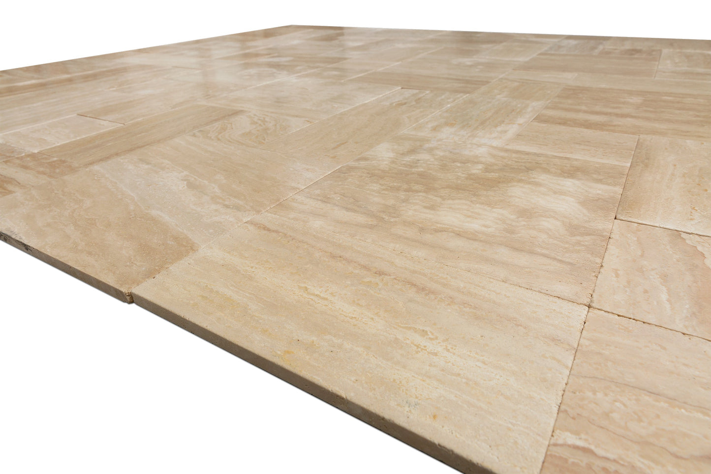 Classic Beige Vein-Cut Mini Pattern Set Travertine Tile