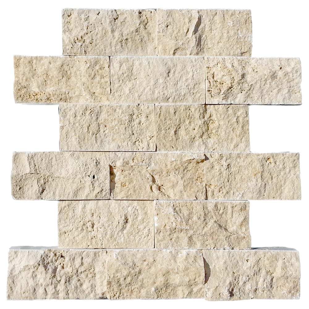 Travertine Classic Beige Split Face Mosaic Tile