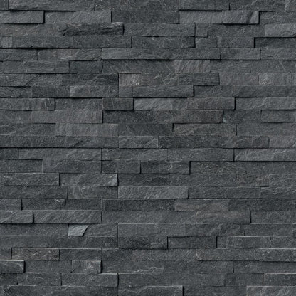 Coal canyon splitface ledger panel 6X24 natural quartzite wall tile LPNLQCOACAN624 product shot multiple tiles top view