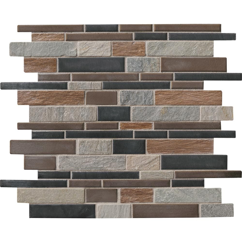 MSI Cobrello Interlocking Porcelain and Stone Mosaic Wall and Floor Tile 11.75"x12.75"