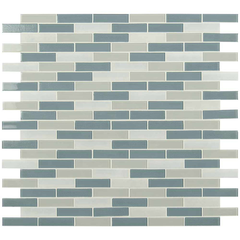 MSI Colosseo Azul Brick Glass and Stone Mosaic Tile 12"x12"