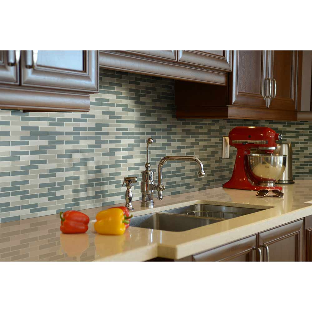 MSI Colosseo Azul Brick Glass and Stone Mosaic Tile 12"x12"