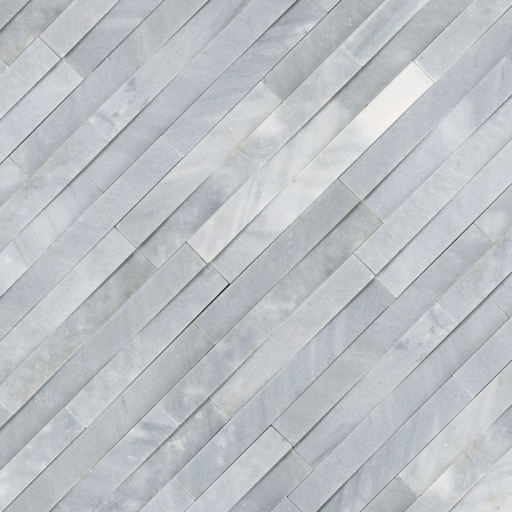 Cosmic gray 3d wave ledger panel 6x24 honed marble wall tile LPNLMCOSGRY624 3DW product shot angle view