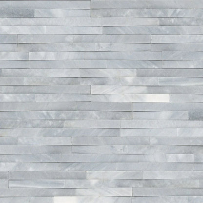 Cosmic gray 3d wave ledger panel 6x24 honed marble wall tile LPNLMCOSGRY624 3DW product shot wall view