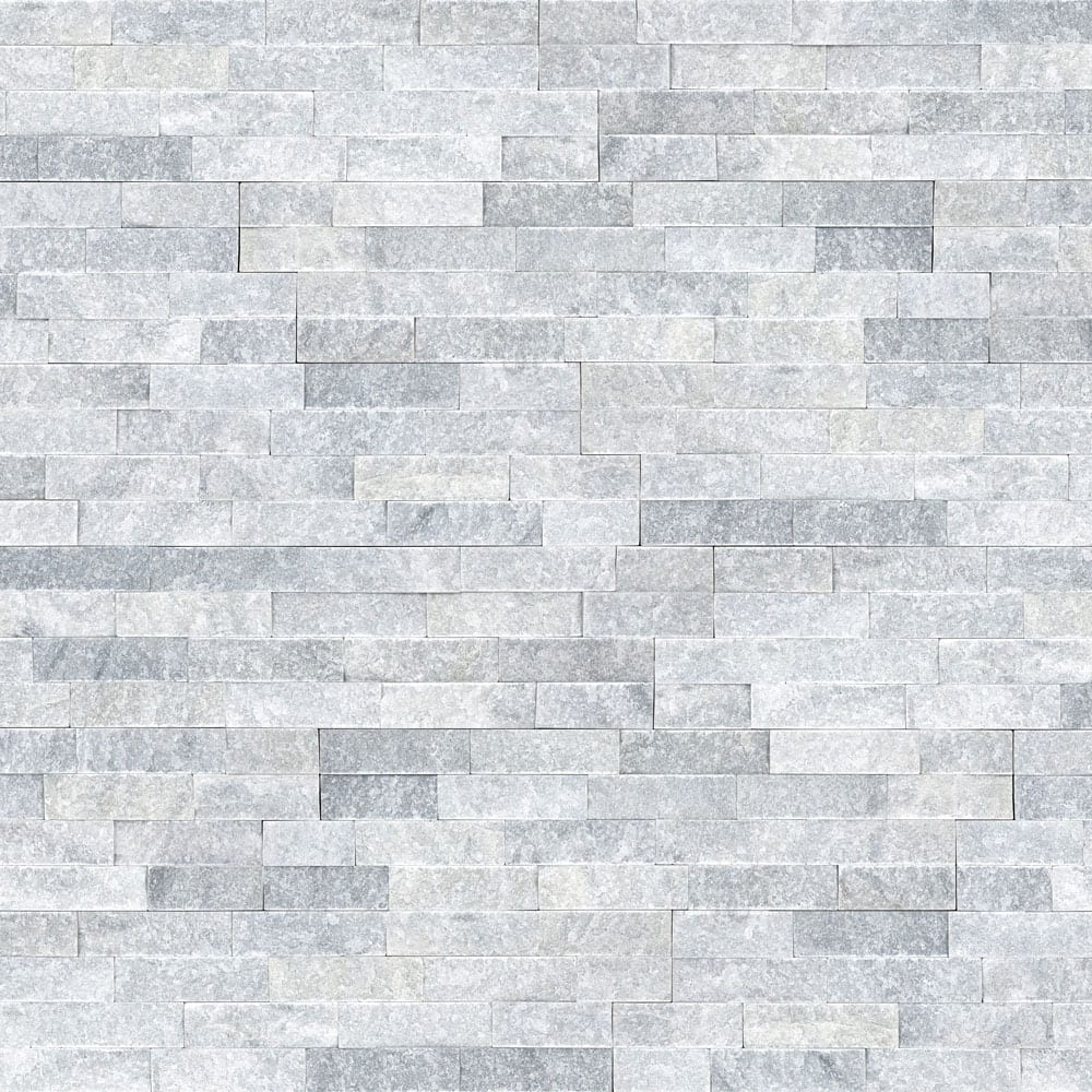 Cosmic gray ledger panel 6x24 splitface marble wall tile LPNLMCOSGRY624 product shot wall view