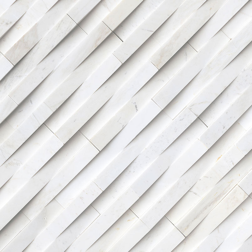 Cosmic white 3d wave ledger panel 6 x 24 honed marble wall tile LPNLMCOSWHI624 3DW product shot wal