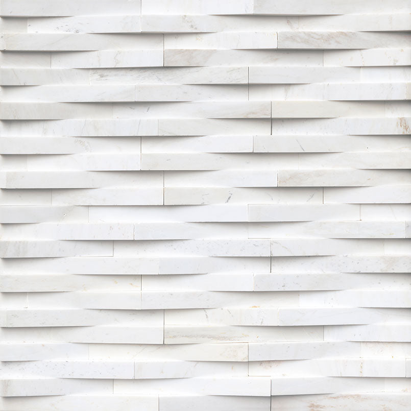 Cosmic white 3d wave ledger panel 6 x 24 honed marble wall tile LPNLMCOSWHI624 3DW produc