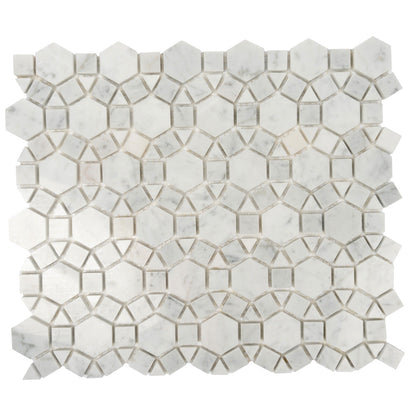 Cotton White 11x13 Polished Multi-shaped Marble Mosaic Tile (5 pack, 4.85 sq ft/case) - Sample