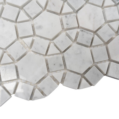 Cotton White 11x13 Polished Multi-shaped Bianco Carrara Marble Mosaic Tile (5 pack, 4.85 sq ft/case)