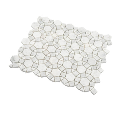 Cotton White 11x13 Polished Multi-shaped Bianco Carrara Marble Mosaic Tile (5 pack, 4.85 sq ft/case)