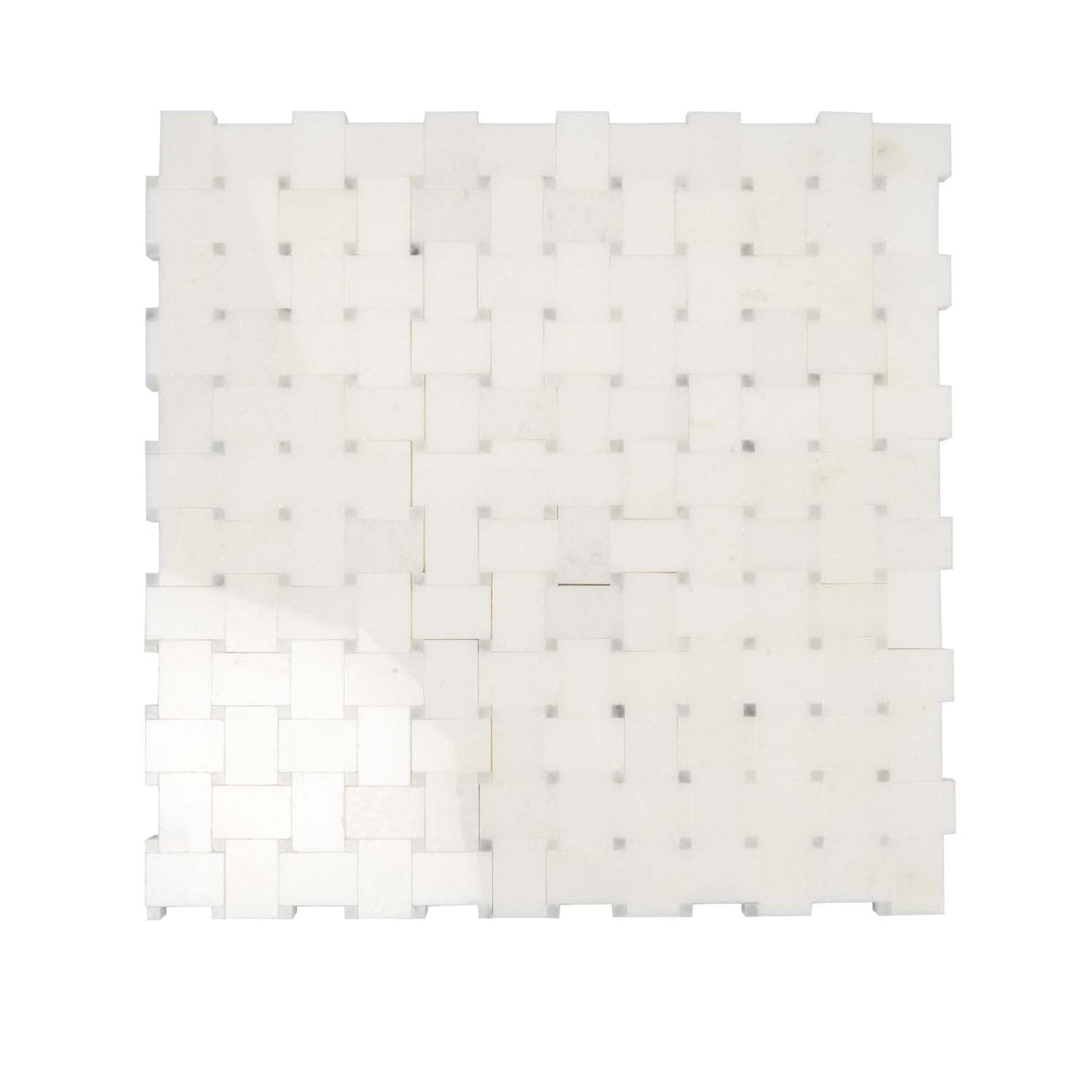 Eastern White Bianco Carrara 12x12 Polished Basketweave Marble Mosaic Tile (5 pack, 4.83 sq ft/case)