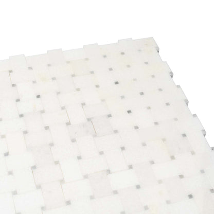 Eastern White Bianco Carrara 12x12 Polished Basketweave Marble Mosaic Tile (5 pack, 4.83 sq ft/case)