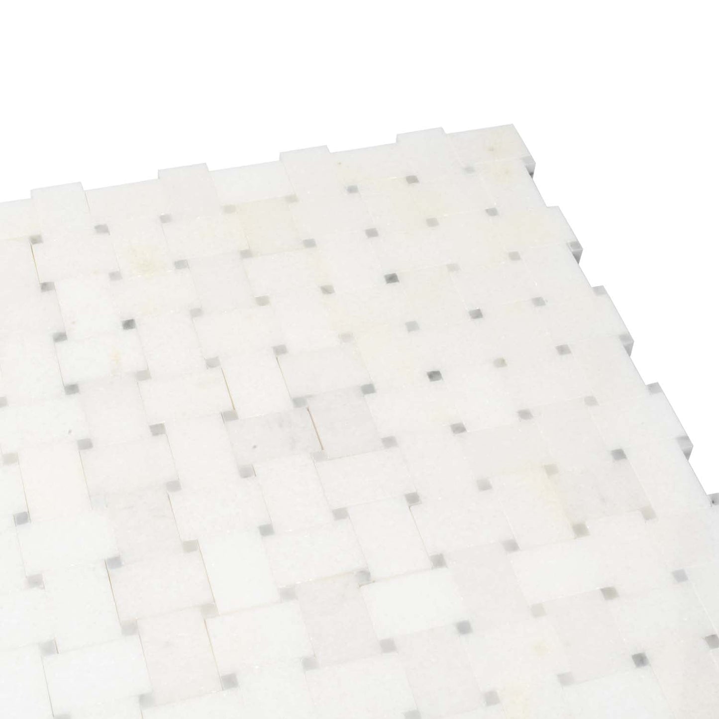 Cotton White 12x12 Polished Basketweave Marble Mosaic Tile (5 pack, 4.83 sq ft/case) - Sample