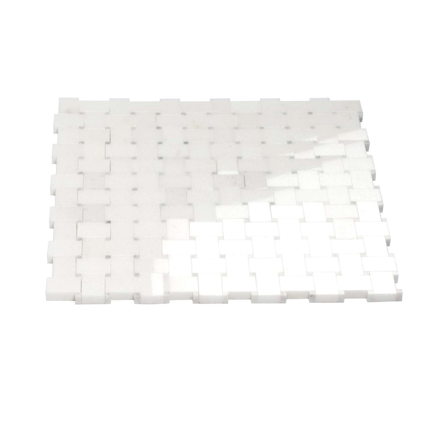 Eastern White Bianco Carrara 12x12 Polished Basketweave Marble Mosaic Tile (5 pack, 4.83 sq ft/case)