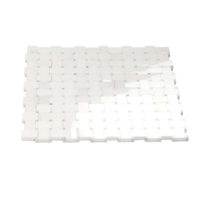 Eastern White Bianco Carrara 12x12 Polished Basketweave Marble Mosaic Tile (5 pack, 4.83 sq ft/case)