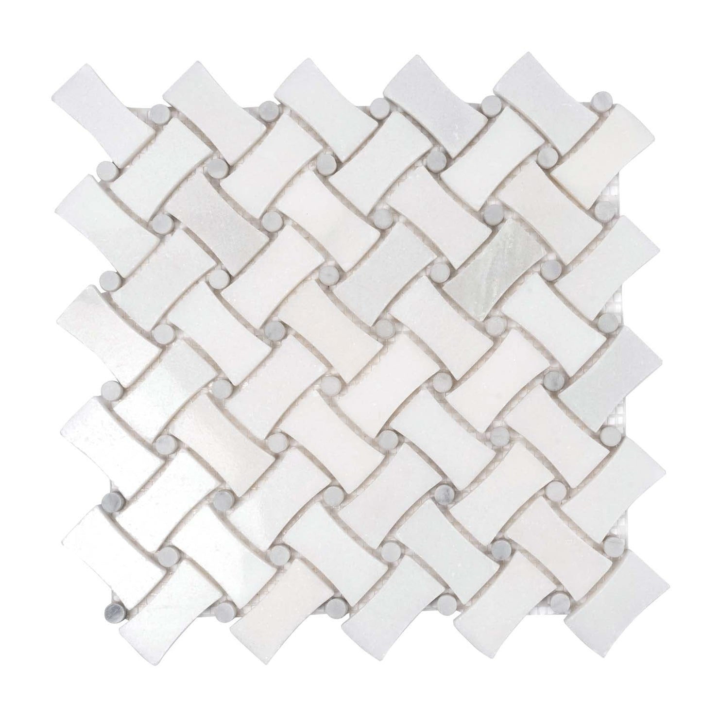 Eastern White Bianco Carrara 11x11 Polished Basketweave Marble Mosaic Tile (5 pack, 4.2 sq ft/case)