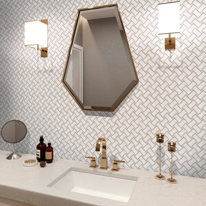 Eastern White Bianco Carrara 11x11 Polished Basketweave Marble Mosaic Tile (5 pack, 4.2 sq ft/case)