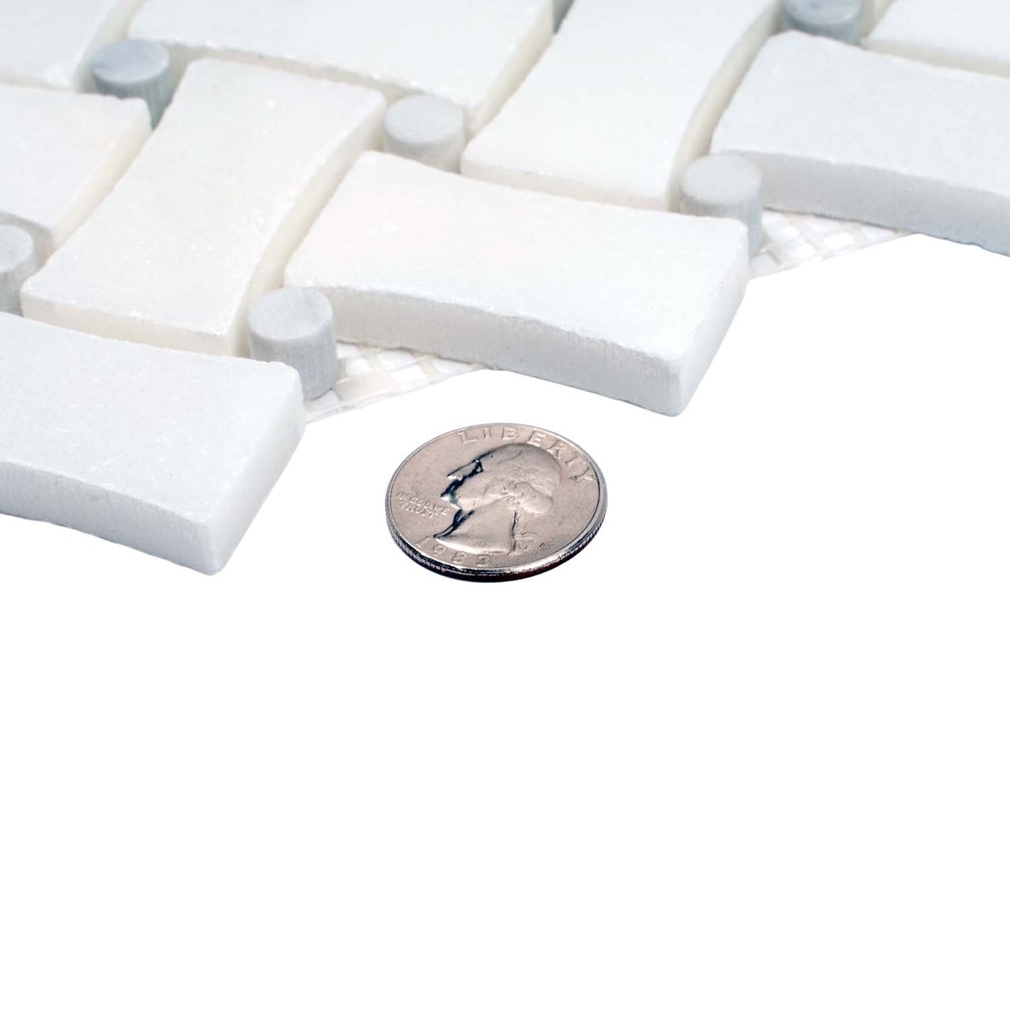 Pearl White 11x11 Polished Basketweave Marble Mosaic Tile (5 pack, 4.2 sq ft/case) - Sample