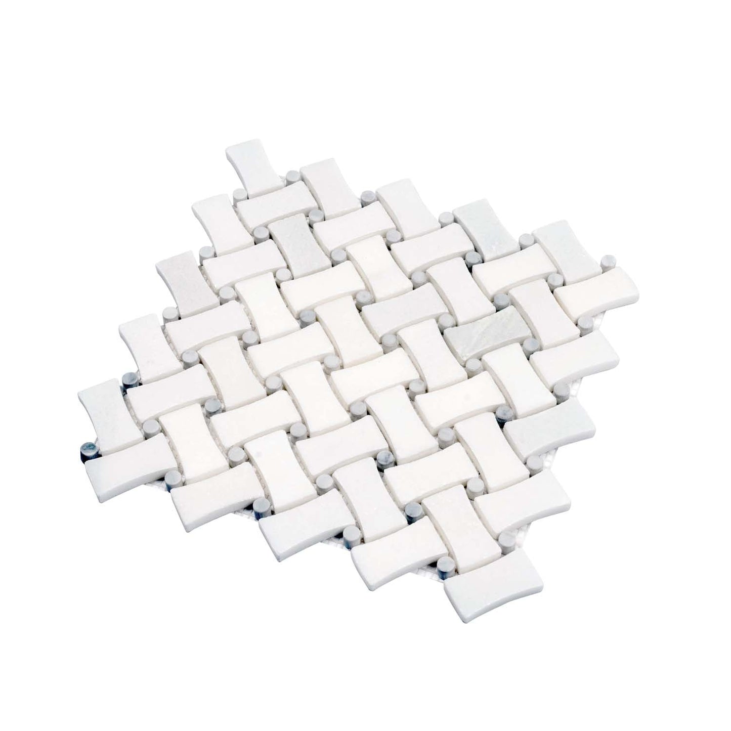Eastern White Bianco Carrara 11x11 Polished Basketweave Marble Mosaic Tile (5 pack, 4.2 sq ft/case)