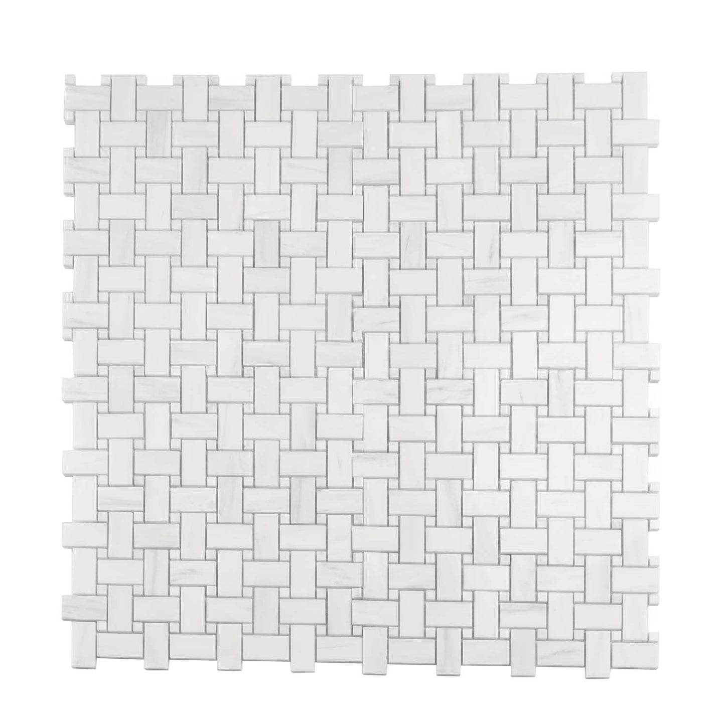 Pearl White 12x12 Polished Basketweave Dolomite Marble Mosaic Tile (5 pack, 5 sq ft/case)