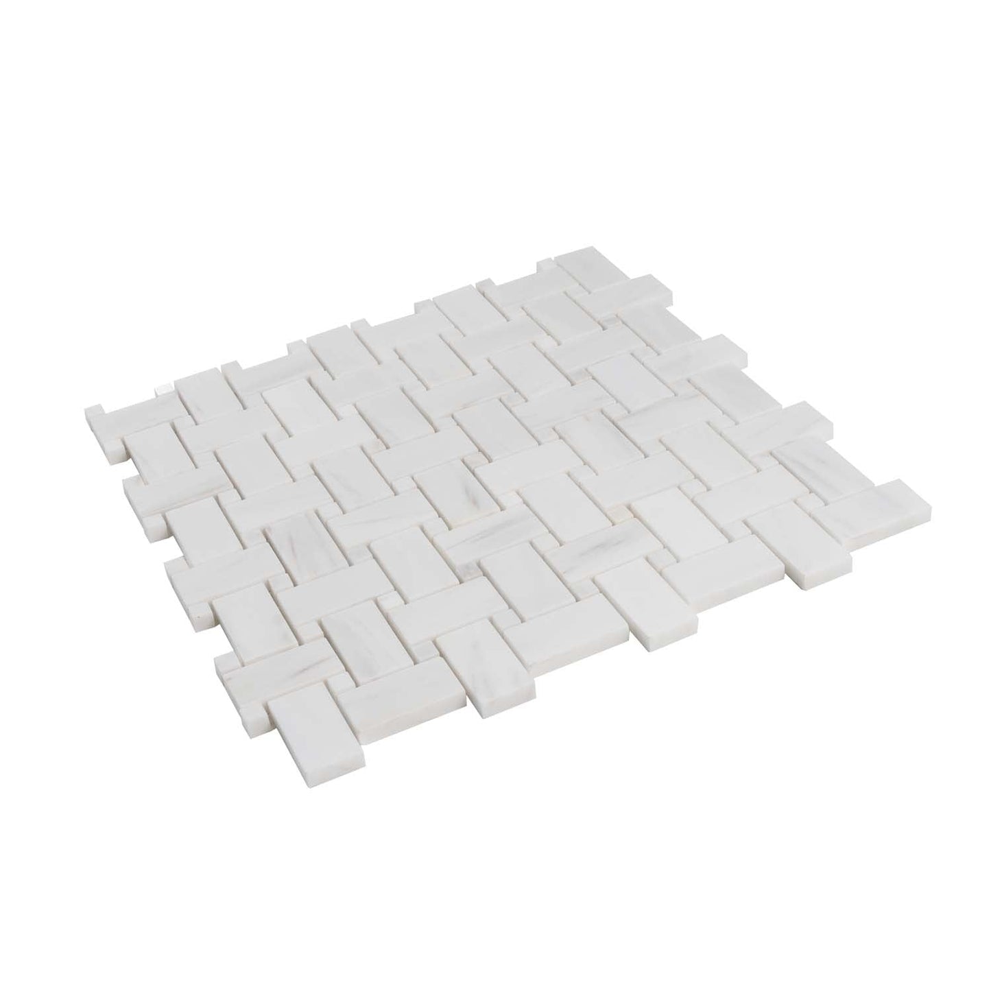 Pearl White 12x12 Polished Basketweave Dolomite Marble Mosaic Tile (5 pack, 5 sq ft/case)