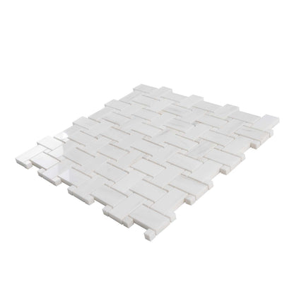 Pearl White 12x12 Polished Basketweave Dolomite Marble Mosaic Tile (5 pack, 5 sq ft/case)
