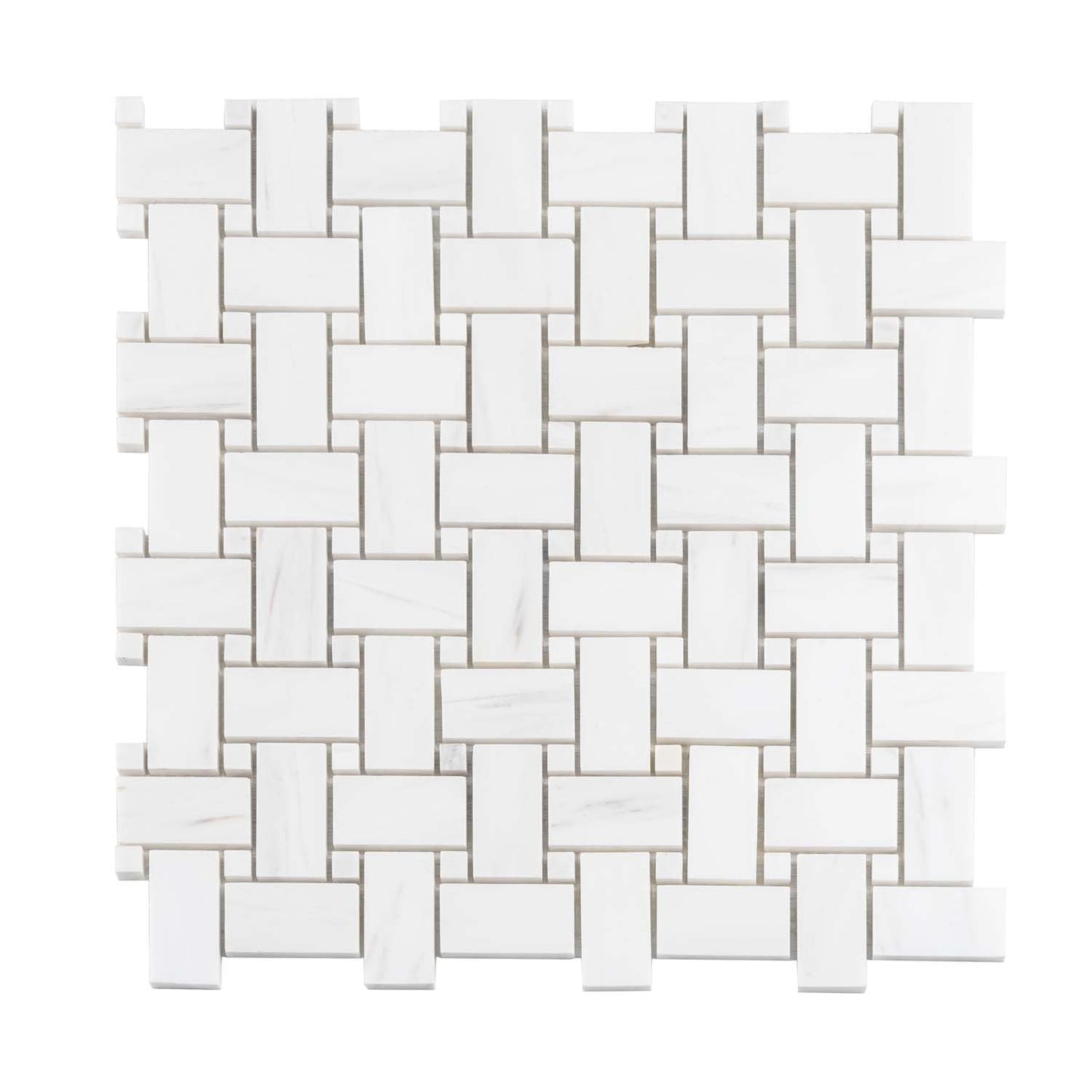 Pearl White 12x12 Polished Basketweave Marble Mosaic Tile (5 pack, 5 sq ft/case) - Sample
