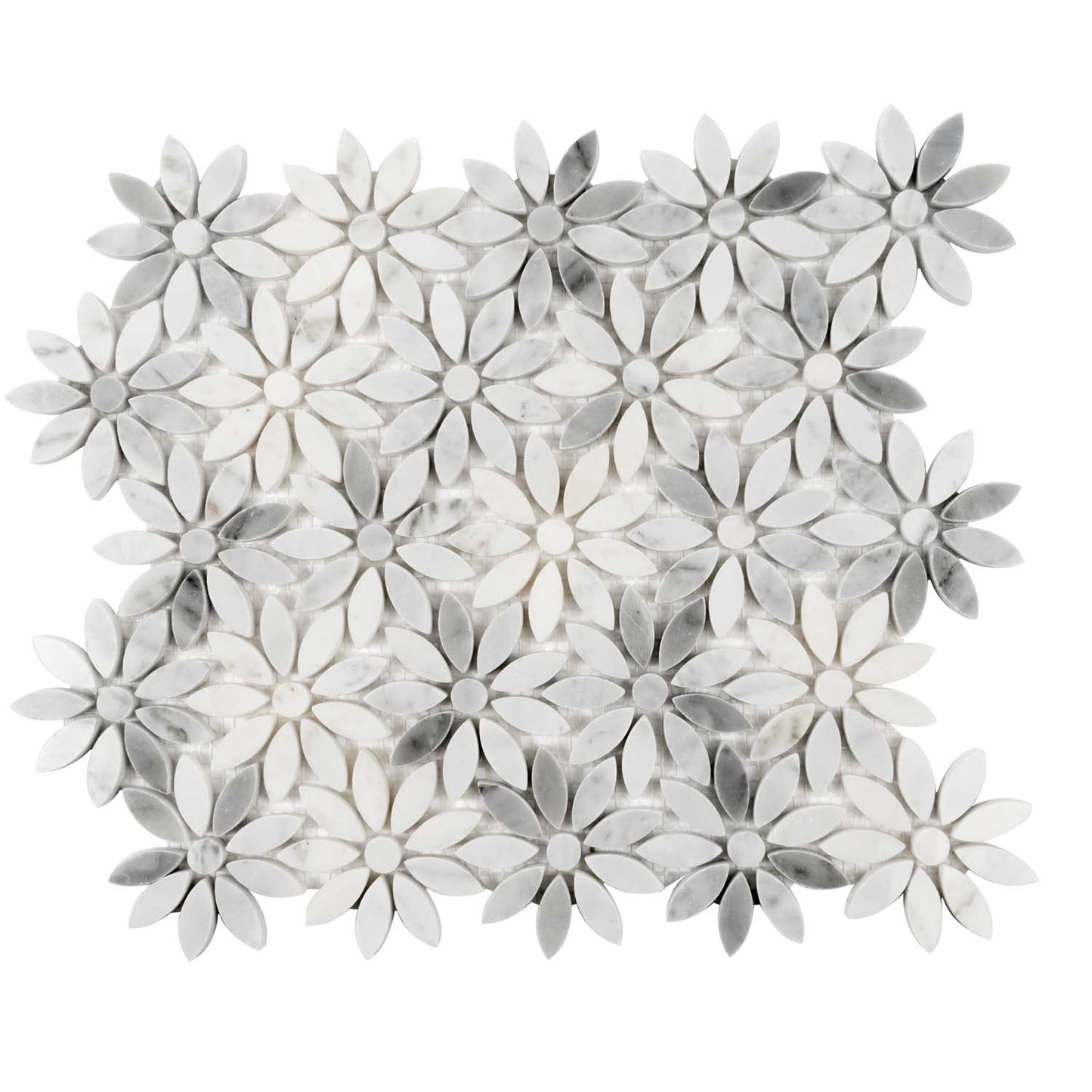 White Gray 11x12 Polished Multi-shaped Bianco Carrara Marble Mosaic Tile (5 pack, 4.46 sq ft/case)