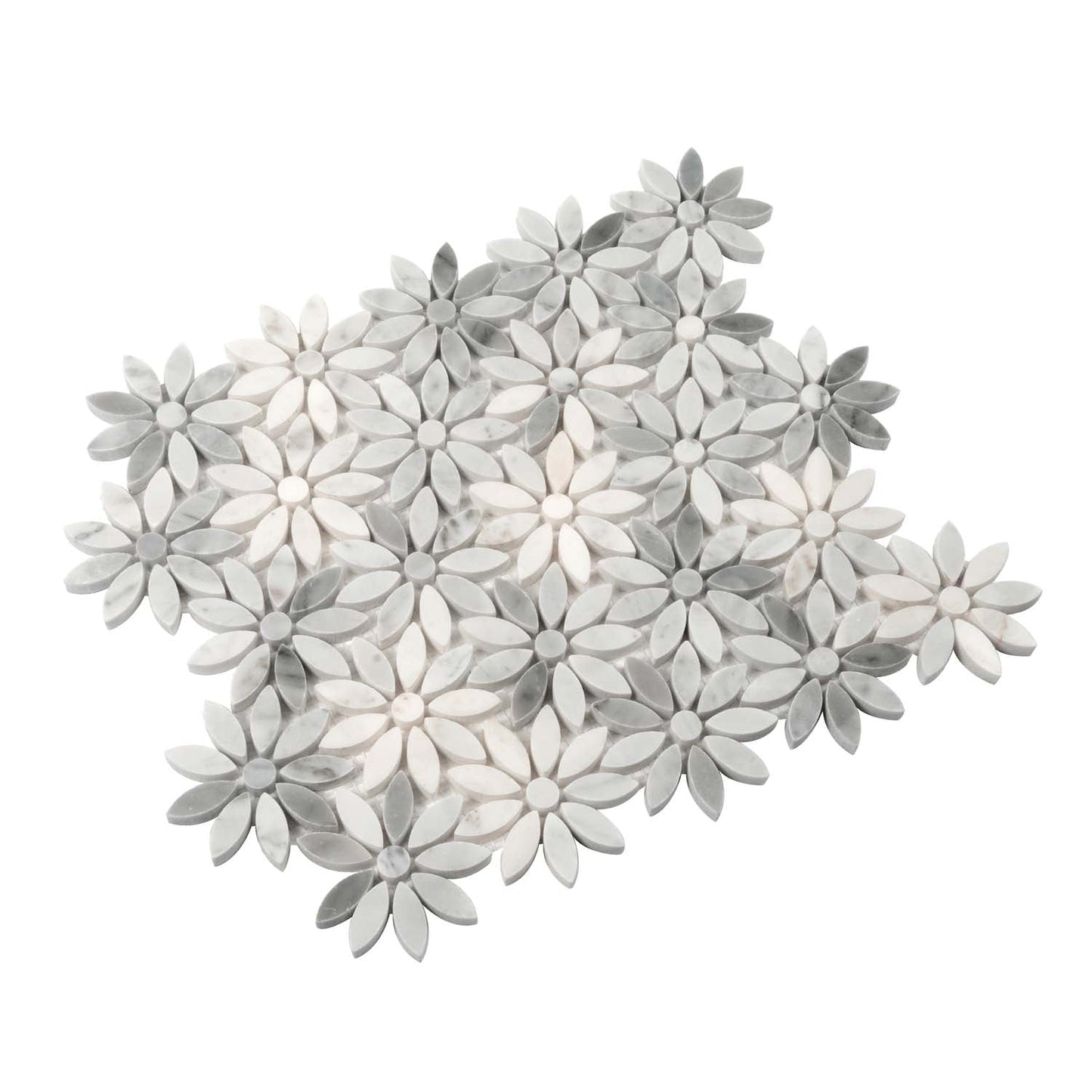 White Gray 11x12 Polished Multi-shaped Bianco Carrara Marble Mosaic Tile (5 pack, 4.46 sq ft/case)
