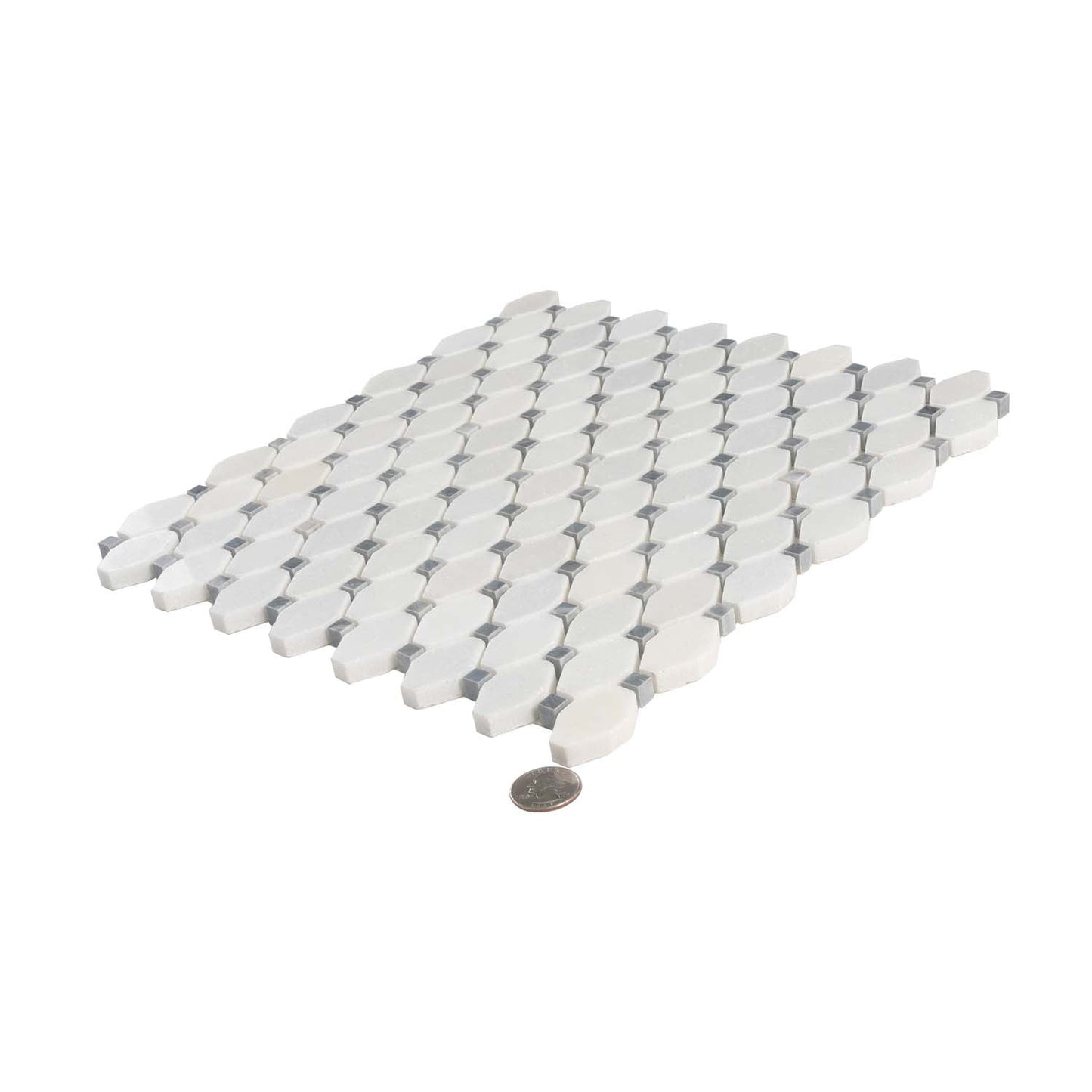 White 11x11 Polished Octagon Marble Mosaic Tile (5 pack, 4.51 sq ft/case) - Sample