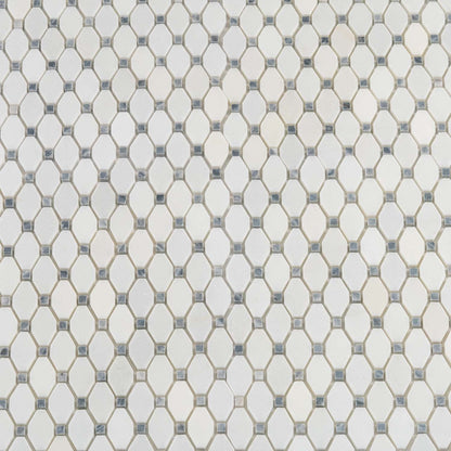 Eastern White, Bardiglio 11x11 Polished Octagon Marble Mosaic Tile (5 pack, 4.51 sq ft/case)