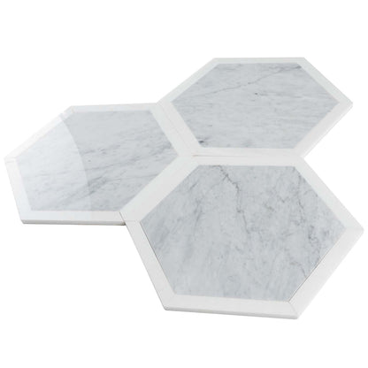 Carrrara Grey, Thassos White 12x12 Polished Hexagon Marble Mosaic Tile (5 pack, 4.3 sq ft/case)