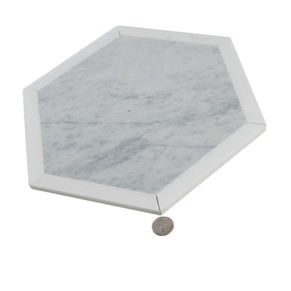 Carrrara Grey, Thassos White 12x12 Polished Hexagon Marble Mosaic Tile (5 pack, 4.3 sq ft/case)
