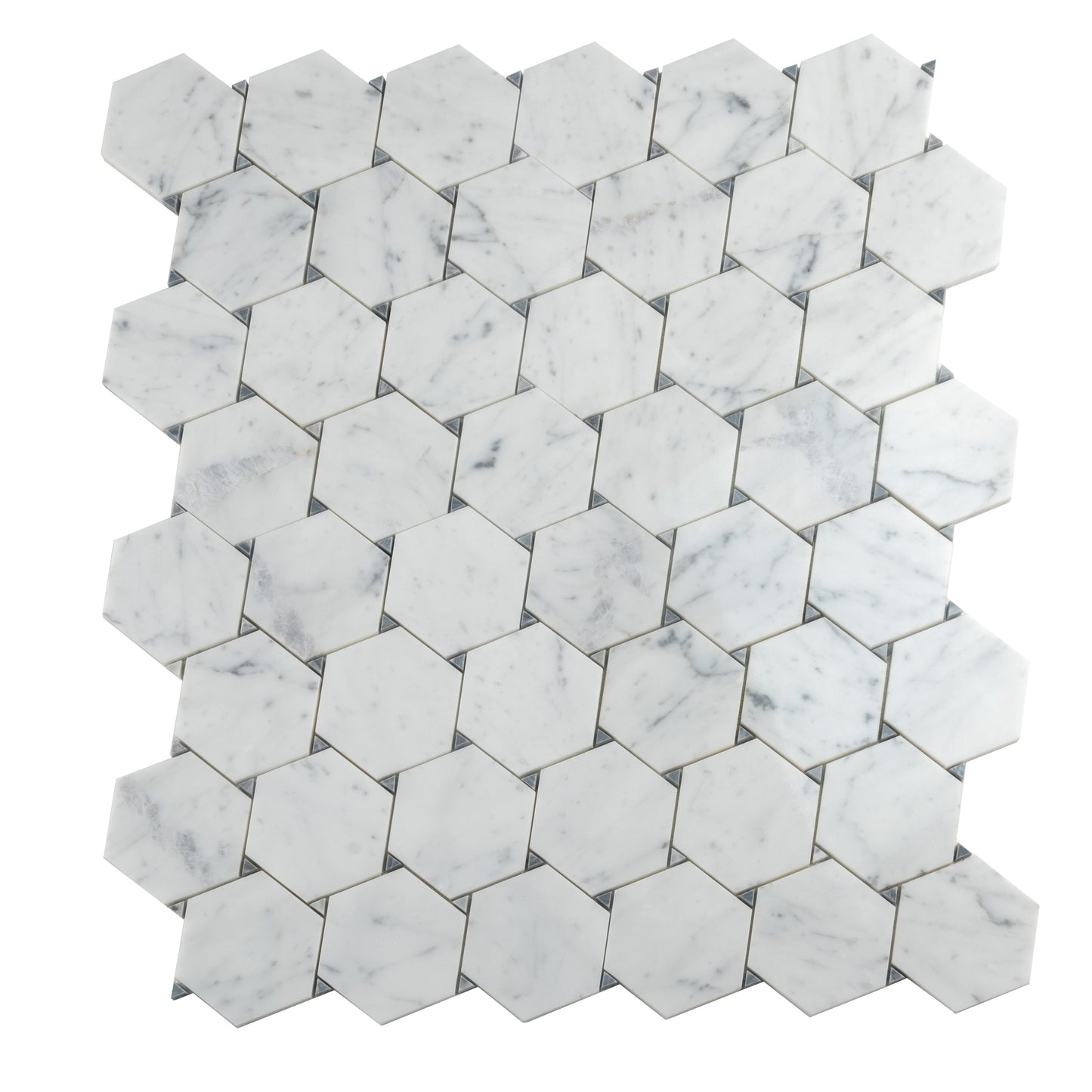 Cotton White 11x12 Polished Hexagon Marble Mosaic Tile (5 pack, 4.73 sq ft/case) - Sample