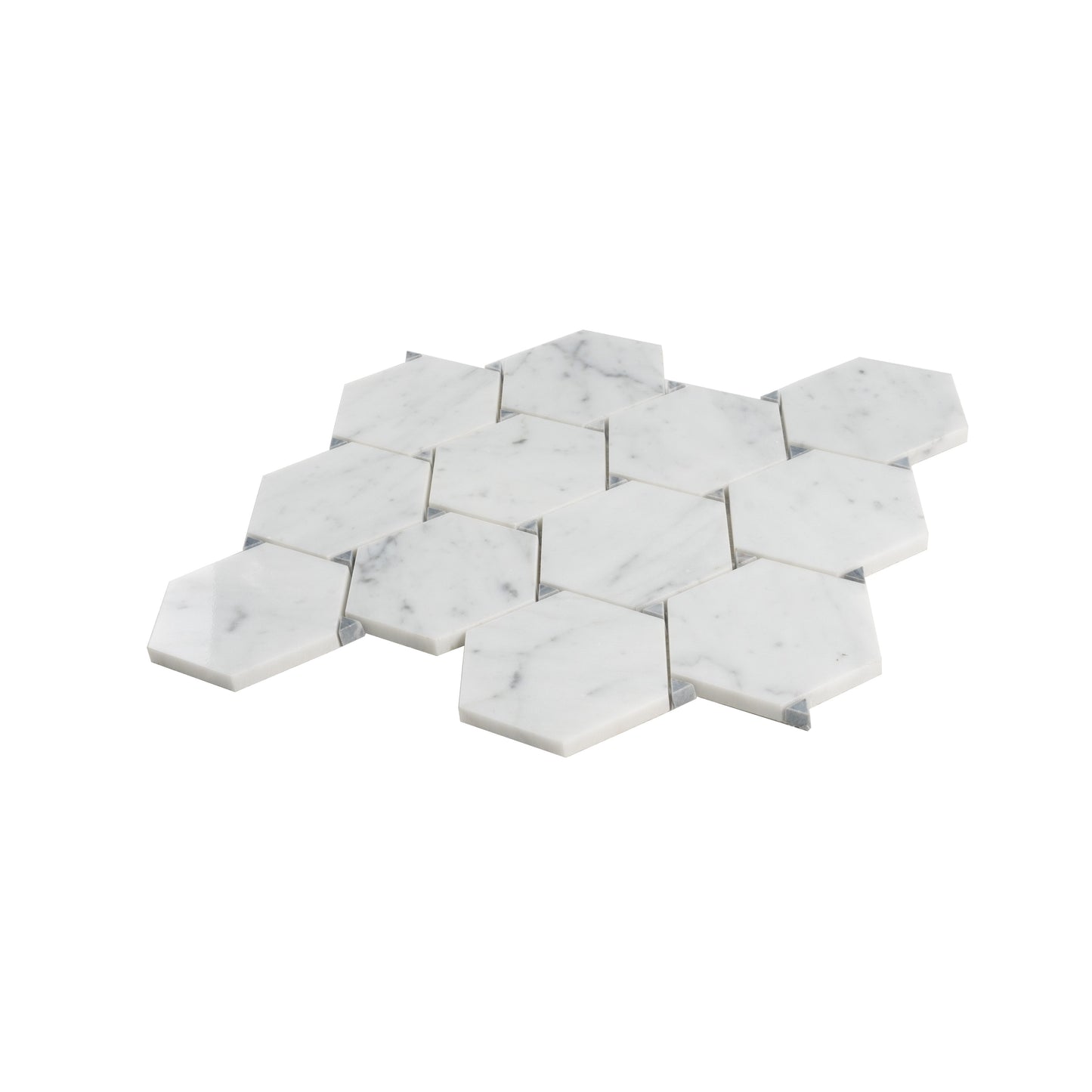 Cotton White 11x12 Polished Hexagon Bianco Carrara Bardiglio Marble Mosaic Tile (5 pack, 4.73 sq ft/case)