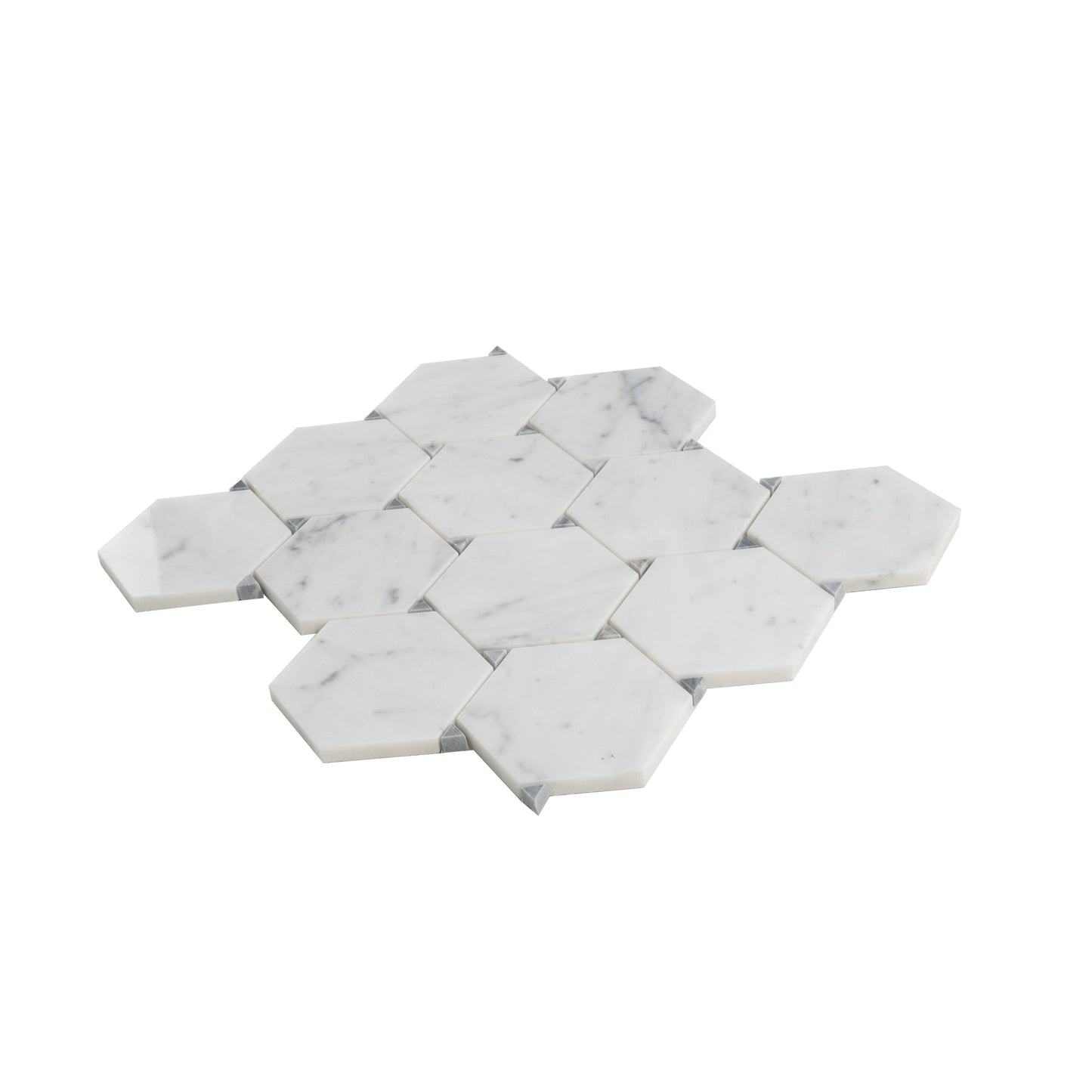 Cotton White 11x12 Polished Hexagon Marble Mosaic Tile (5 pack, 4.73 sq ft/case) - Sample