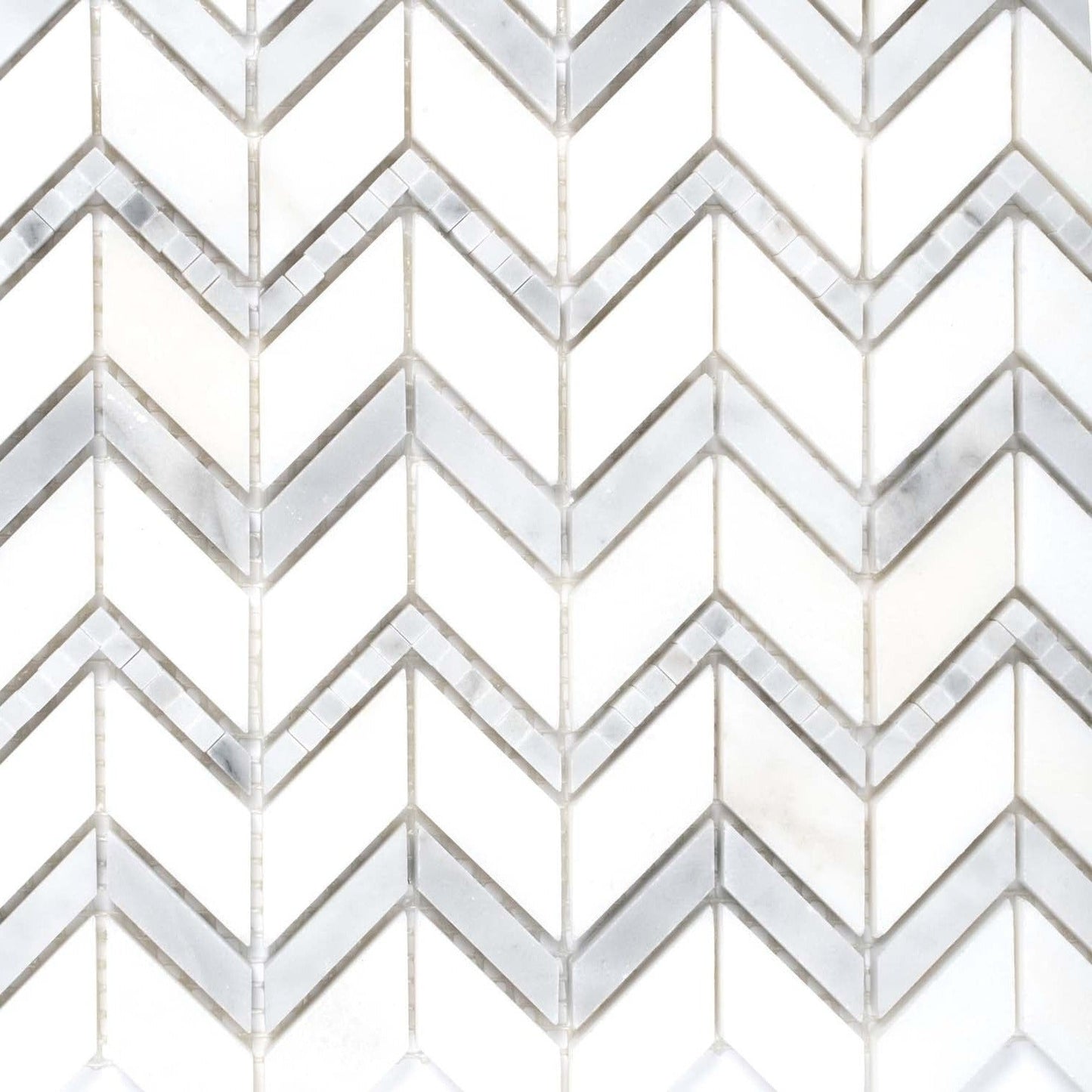 Bianco Carrara Eastern White 10x12 Polished Herringbone Marble Mosaic Tile (5 pack, 4.3 sq ft/case)