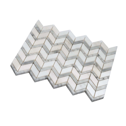 Bianco Carrara Eastern White 10x12 Polished Herringbone Marble Mosaic Tile (5 pack, 4.3 sq ft/case)