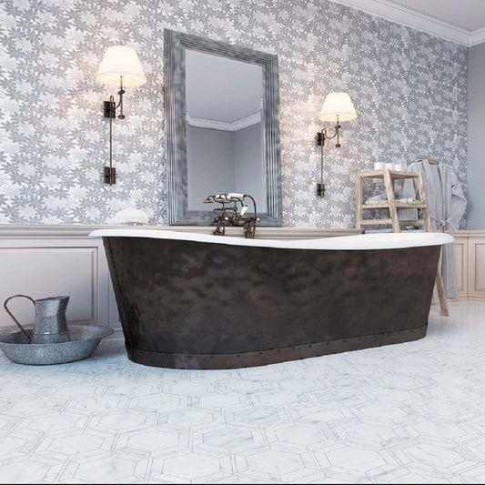 Bianco Carrara, Crystal White 8x8 Polished Hexagon Marble Mosaic Tile (5 pack, 1.83 sq ft/case)