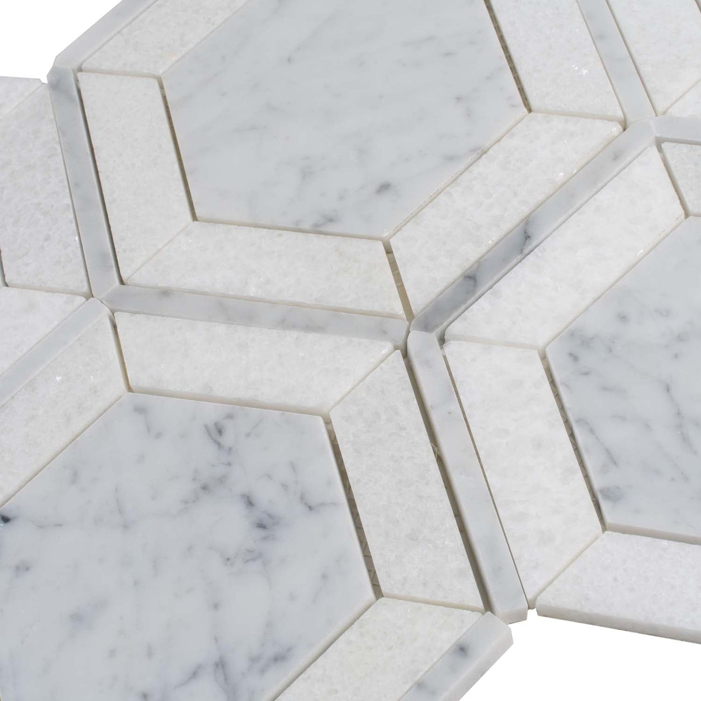Bianco Carrara, Crystal White 8x8 Polished Hexagon Marble Mosaic Tile (5 pack, 1.83 sq ft/case)