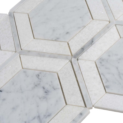 Bianco Carrara, Crystal White 8x8 Polished Hexagon Marble Mosaic Tile (5 pack, 1.83 sq ft/case)