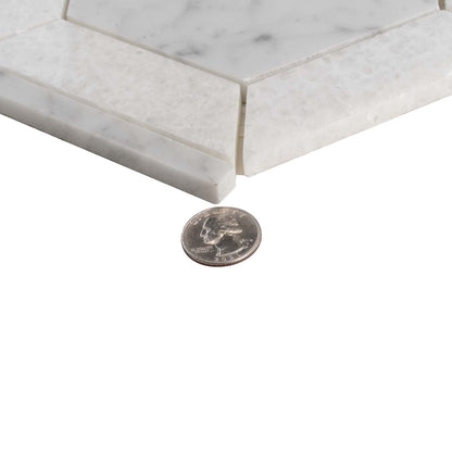White 8x8 Polished Hexagon Marble Mosaic Tile (5 pack, 1.83 sq ft/case) - Sample