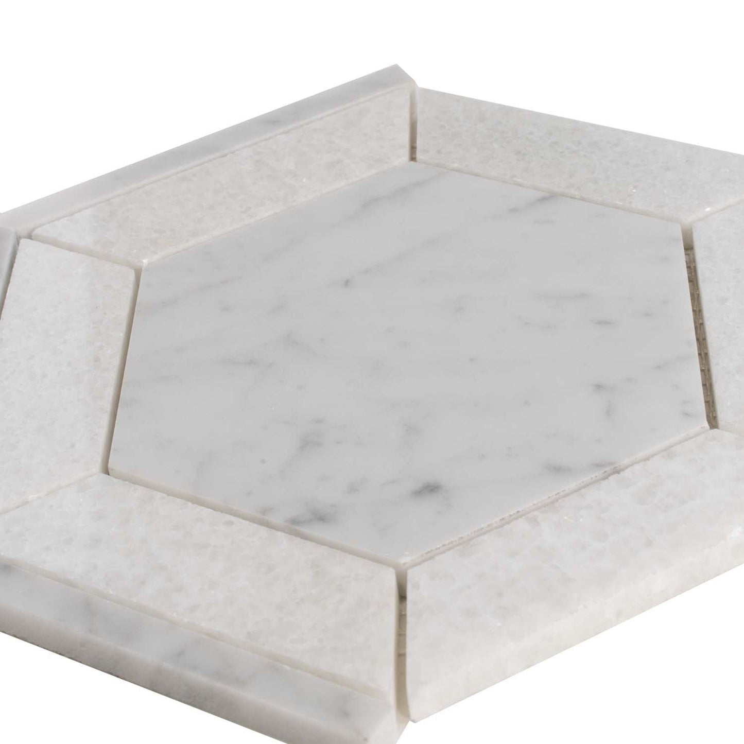 Bianco Carrara, Crystal White 8x8 Polished Hexagon Marble Mosaic Tile (5 pack, 1.83 sq ft/case)