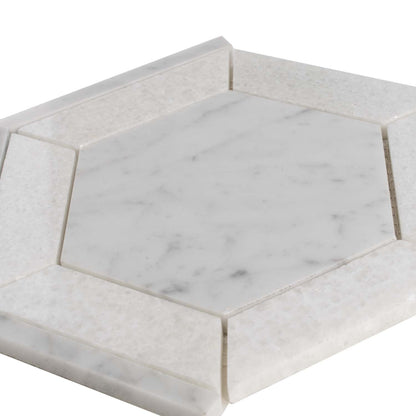 Bianco Carrara, Crystal White 8x8 Polished Hexagon Marble Mosaic Tile (5 pack, 1.83 sq ft/case)
